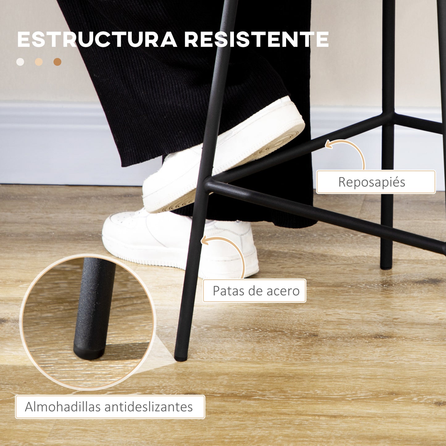 HOMCOM Conjunto de 4 Taburetes de Bar Modernos Taburetes Altos de Cocina con Asiento de Ratán Sintético y Patas de Acero Carga 120 kg para Comedor Sala 42,5x52x102 cm Natural