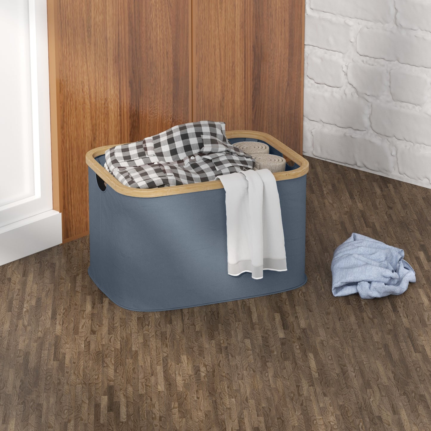 HOMCOM Cesto para Ropa Sucia Plegable Cesto de la Ropa Sucia 36 L con Asas para Baño Dormitorio Lavadero 44,3x33,3x26,5 cm Gris