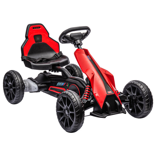 HOMCOM Go Kart Coche Eléctrico para Niños de 3 a 8 Años Kart con Batería 12V Velocidad Ajustable 3-5km/h y Cinturón de Seguridad Carga 30 kg para Exterior 100x58x58,5 cm Rojo