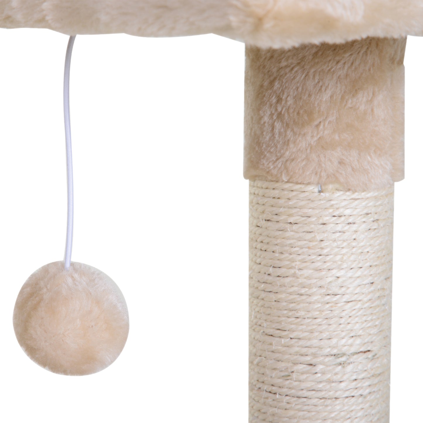 PawHut Árbol Rascador para Gatos Centro de Actividad Plataforma Caseta Postes de Sisal Hamaca Bola 50x36x70 cm Beige