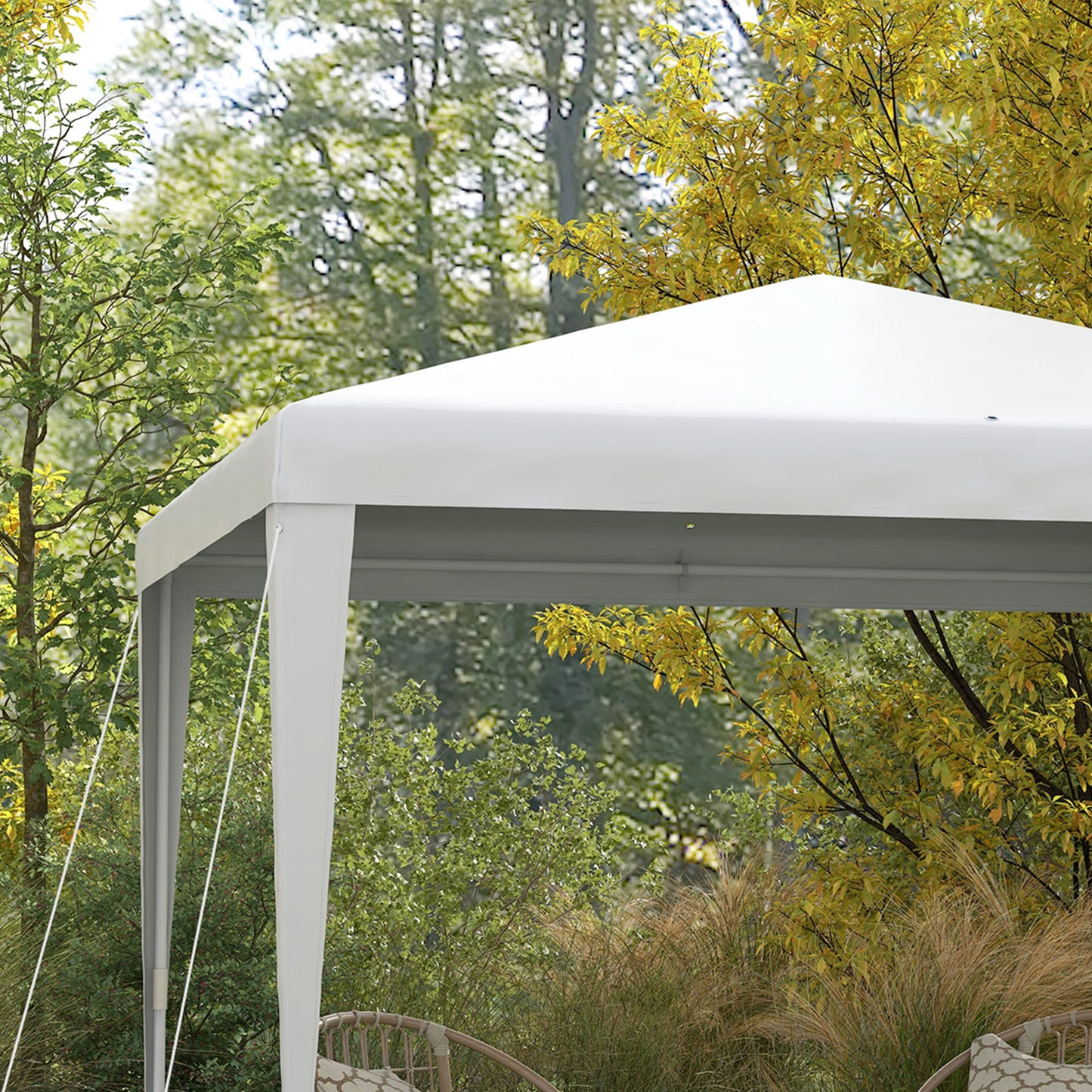 Outsunny Carpa Desmontable 3x3 m Cenador Pabellón de Jardín con 4 Orificios de Drenaje y Marco de Acero Anti-UV Impermeable Gazebo para Terraza Patio Exterior Camping Blanco