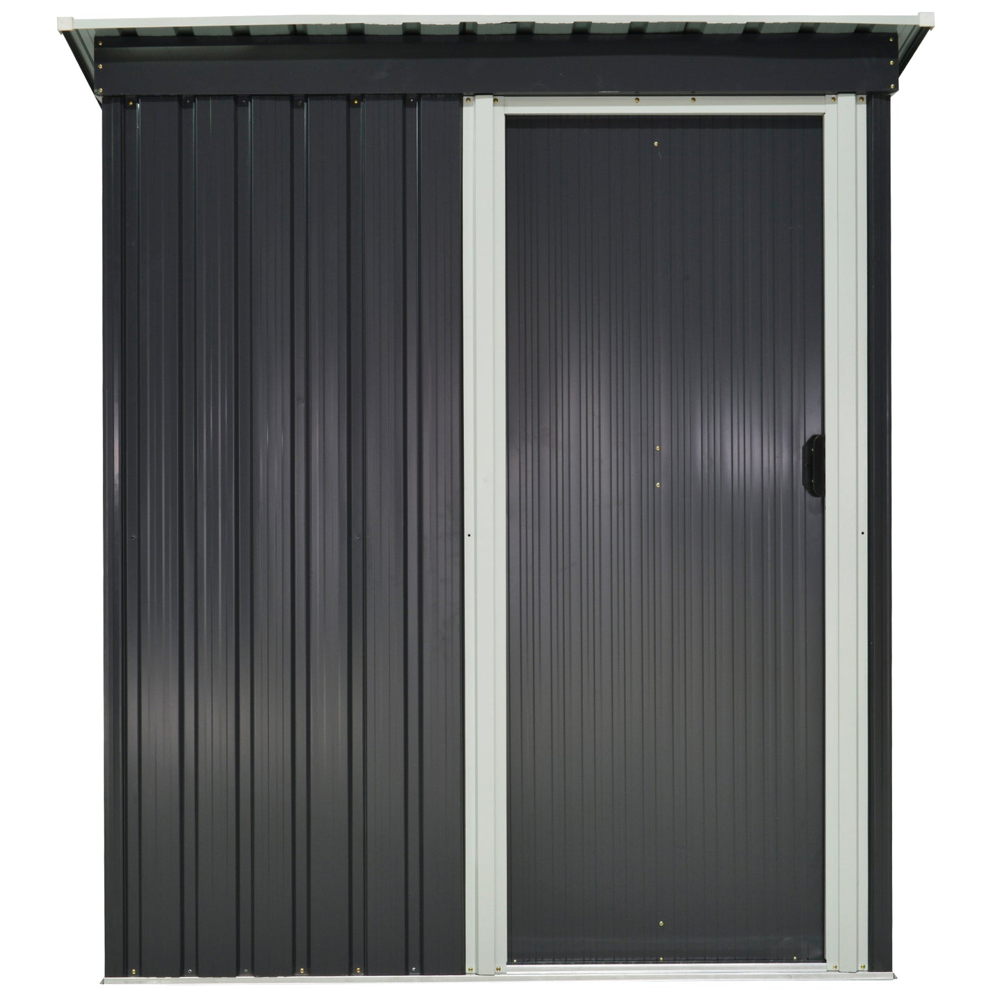 Outsunny Cobertizo de Jardín Exterior 1,16 m² 163x89x182 cm Caseta Metálica para Herramientas con Puerta Corredera y Techo Inclinado para Terraza Patio Negro