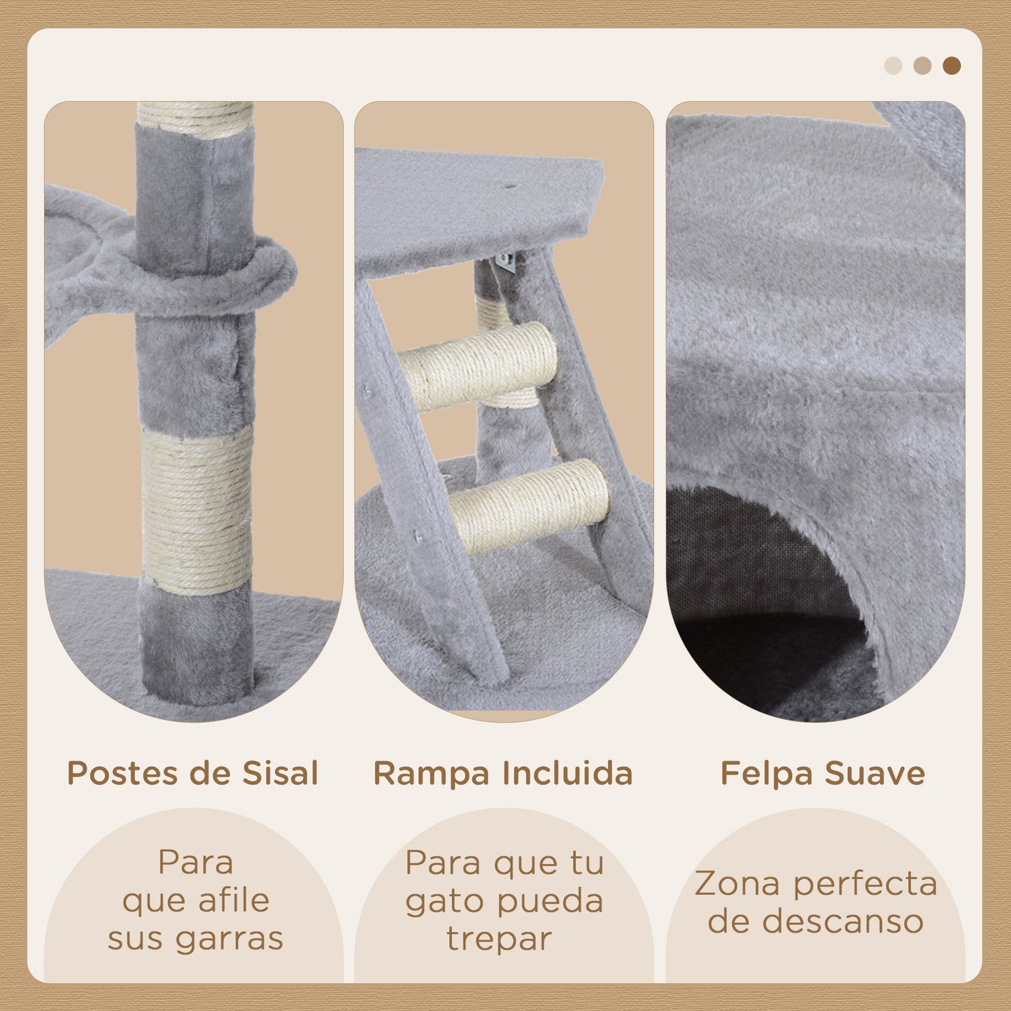 PawHut Rascador Árbol para Gatos Grande 55x40x125 cm Torre para Gatos con Postes Escalera Cueva Espaciosa Hamaca y Varias Plataformas Gris