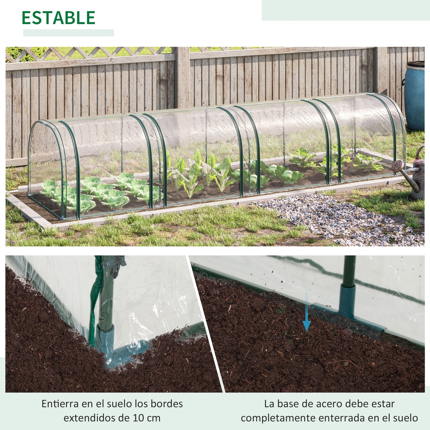 Outsunny Invernadero de Jardín 395x100x80 cm Invernadero de Exterior con Puertas y Marco de Acero para Cultivo de Plantas Tomates en Patio Terraza Transparente