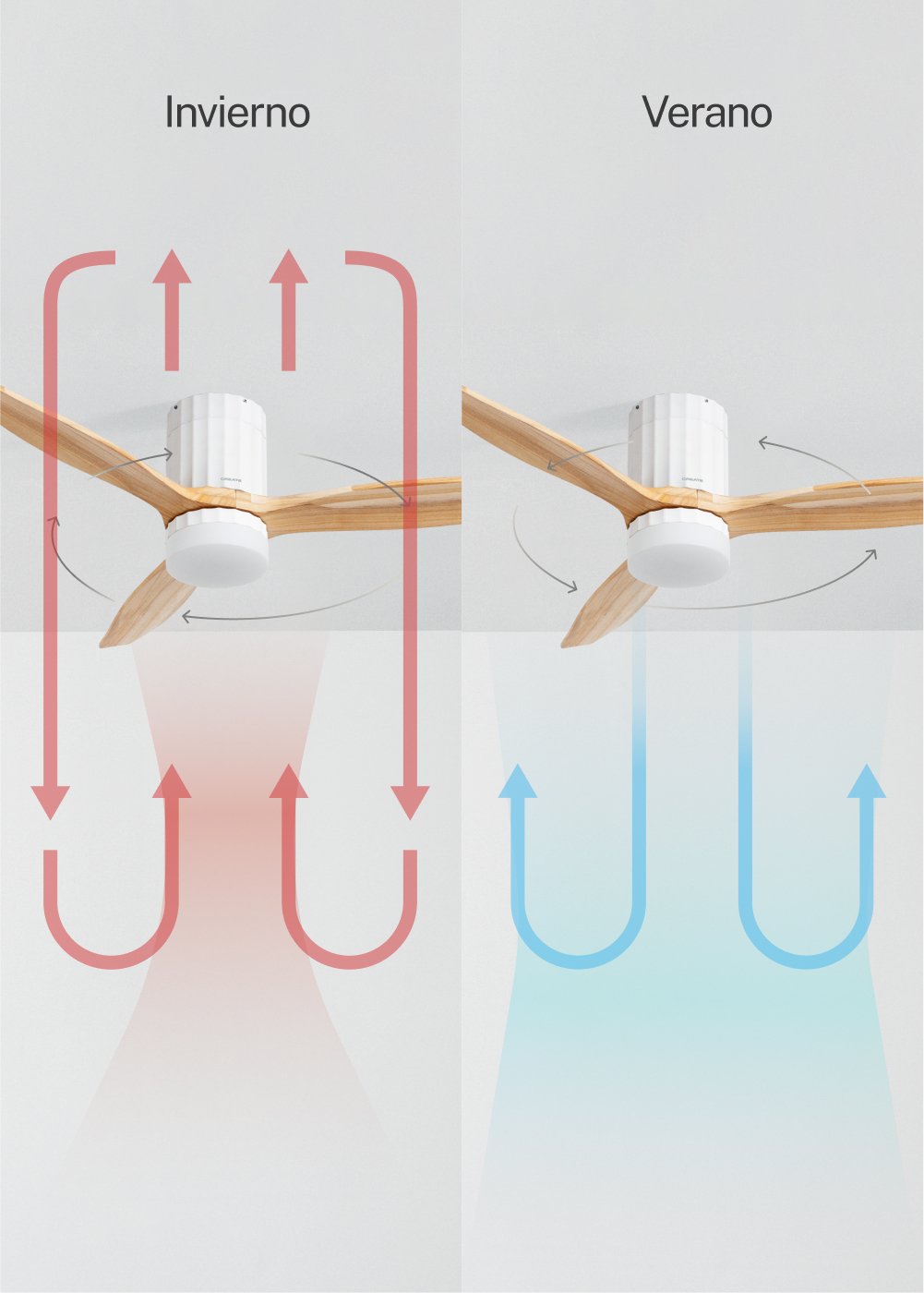 WIND CALM LINE - Ventilador de techo 40W silencioso Ø132 cm 100% madera