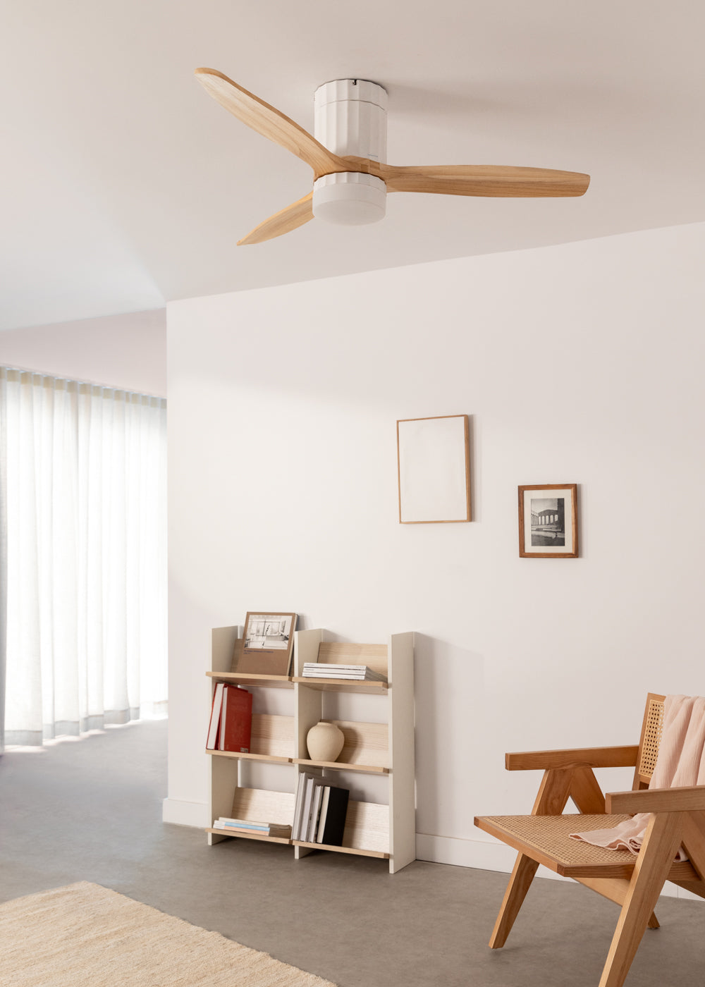 WIND CALM LINE - Ventilador de techo 40W silencioso Ø132 cm 100% madera