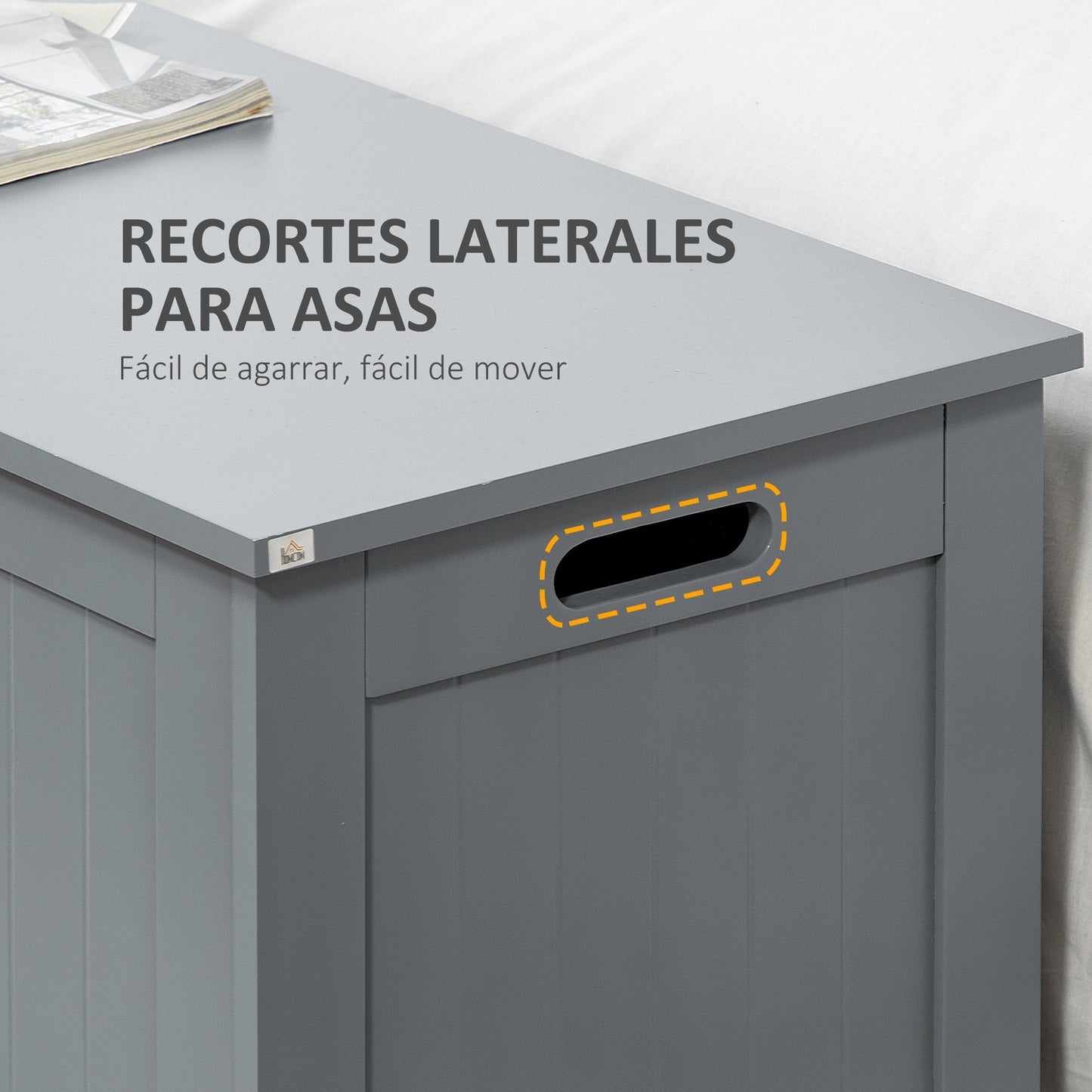 HOMCOM Baúl de Almacenaje para Dormitorio Banco de Almacenaje con Tapa Baúl de Almacenaje Versátil con Bisagra de Seguridad para Pasillo Salón 81x40x46 cm Gris