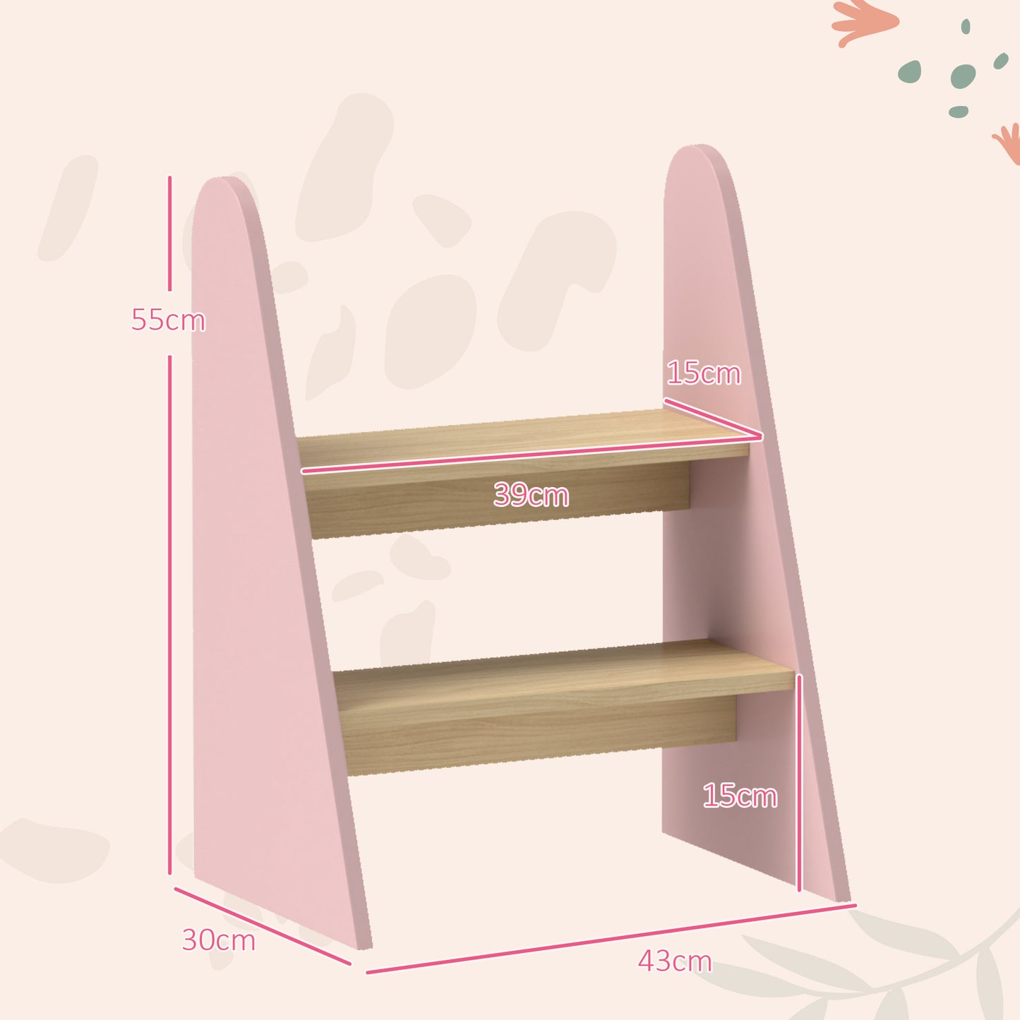 AIYAPLAY Taburete para Niños de 2 Peldaños Torre de Aprendizaje Escalera para Niños de +3 Años para Baño Cocina Librería Dormitorio Rosa