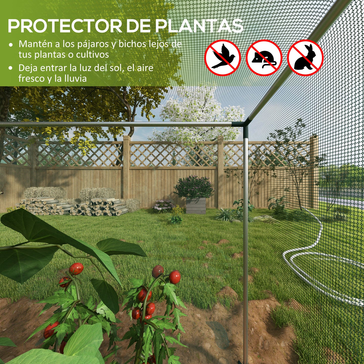 Outsunny Jaula de Cultivo Jaula de Protección con Soportes de Acero Puerta con Cremallera para Proteger las Plantas en Patio Jardín Terraza 120x120x110 cm Verde