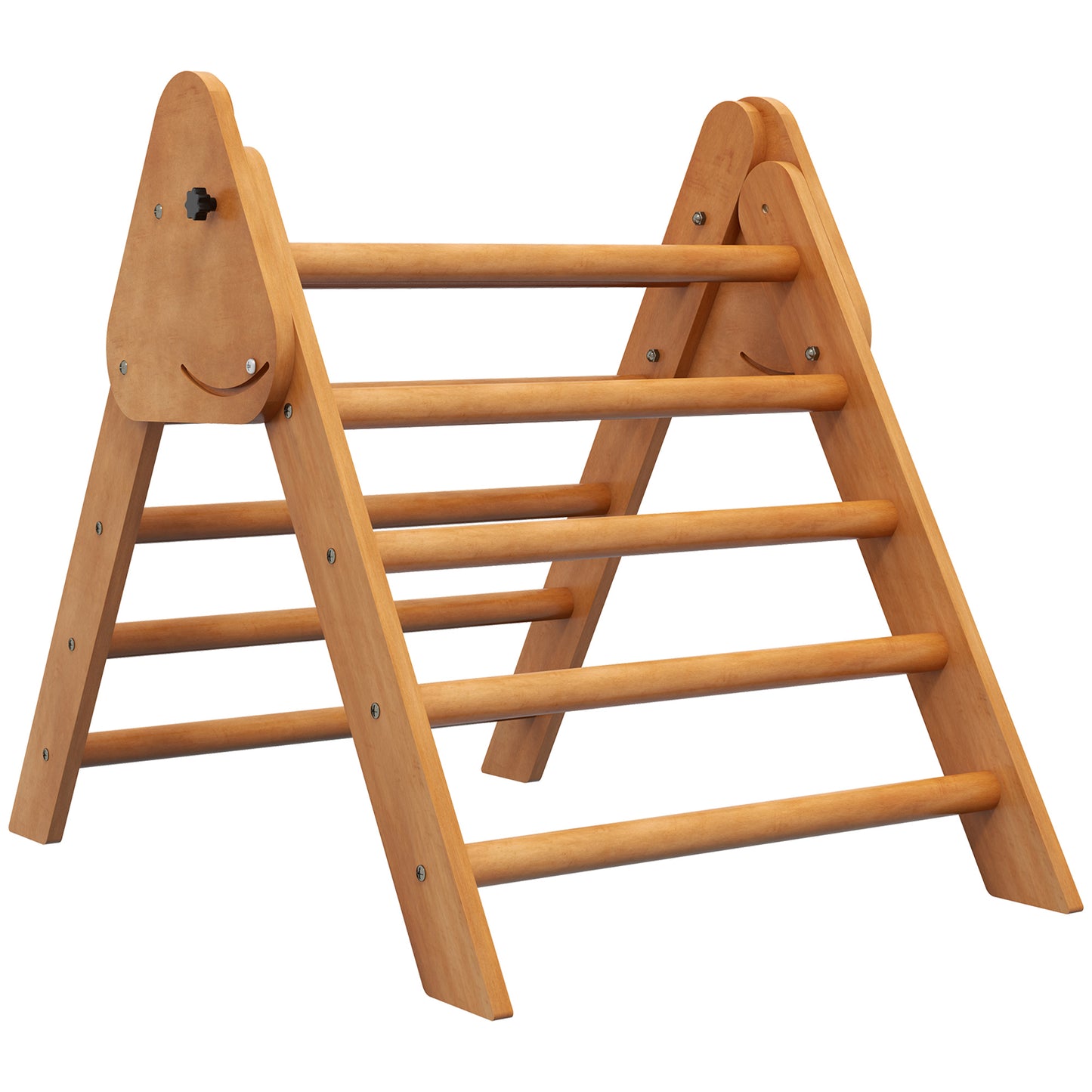 HOMCOM Triángulo Escalada para Niños de +3 Años Triángulo de Aprendizaje Plegable Triángulo de Madera Gimnasio de Juegos Interior Carga 50 kg 90x64x70 cm Marrón