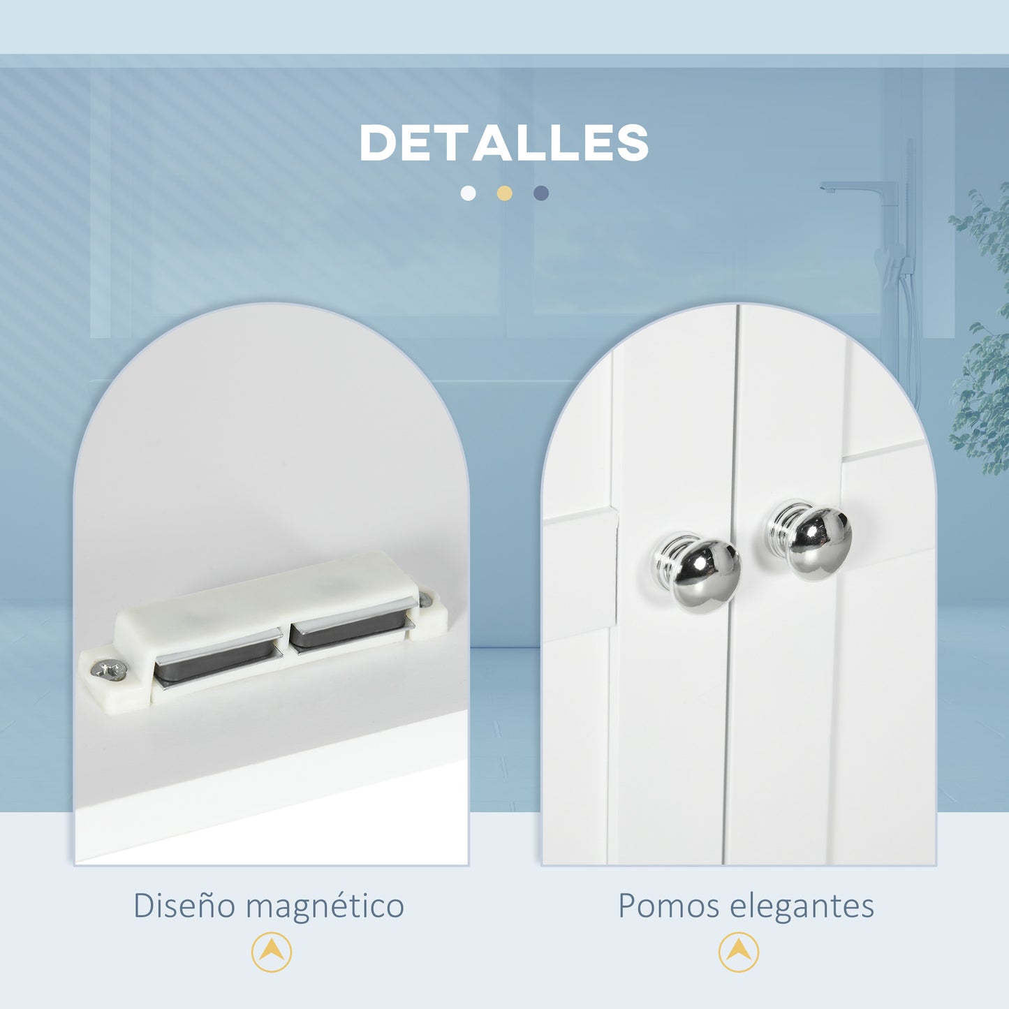 kleankin Armario para Baño de Pared Mueble de Baño Colgar con Estantes Ajustables y Puertas con Cierre Magnético Armario de Pared para Cocina Comedor 58x24x60 cm Blanco