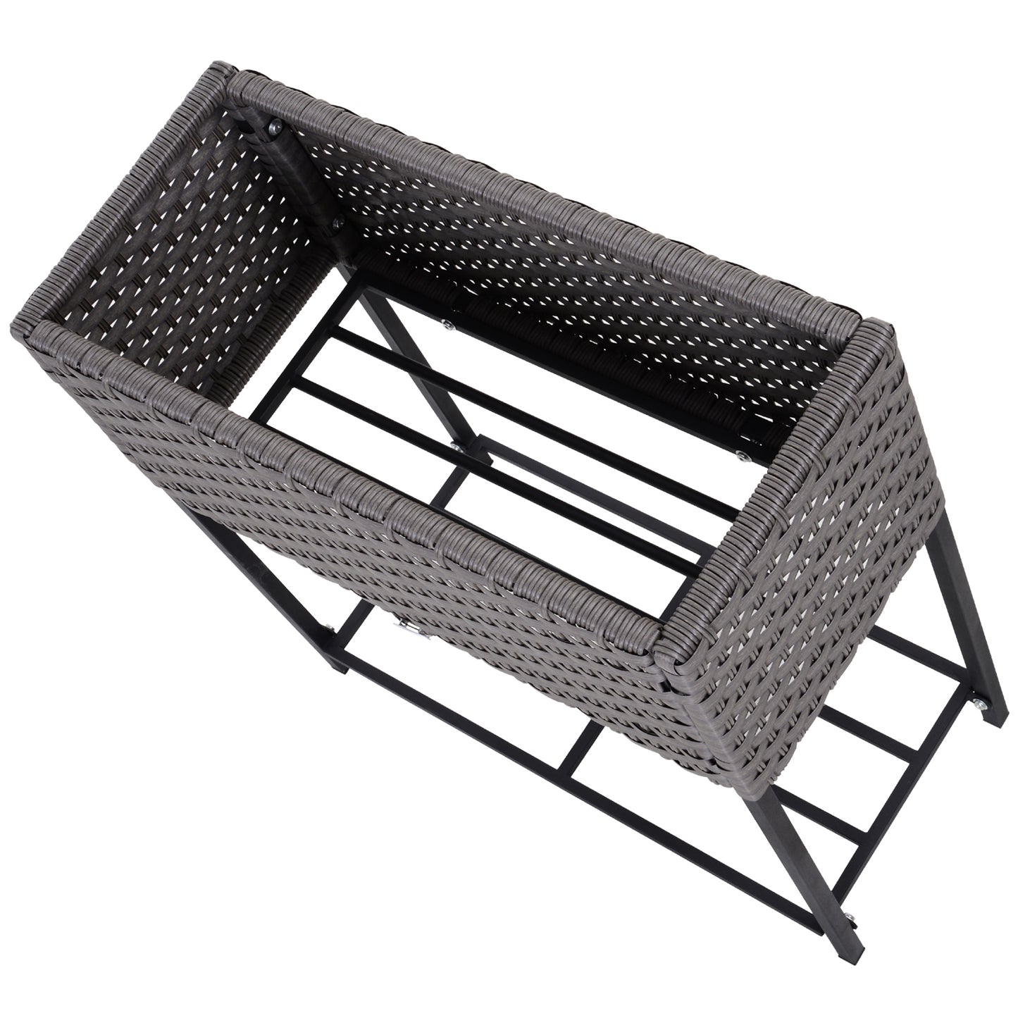 Outsunny Soporte para Jardinera Exterior para Huerto Urbano Mesa de Cultivo Jardinera Rectangular sin Fondo con Estante y Patas para Jardineras Macetas Tiestos 70x30x72 cm Gris y Negro