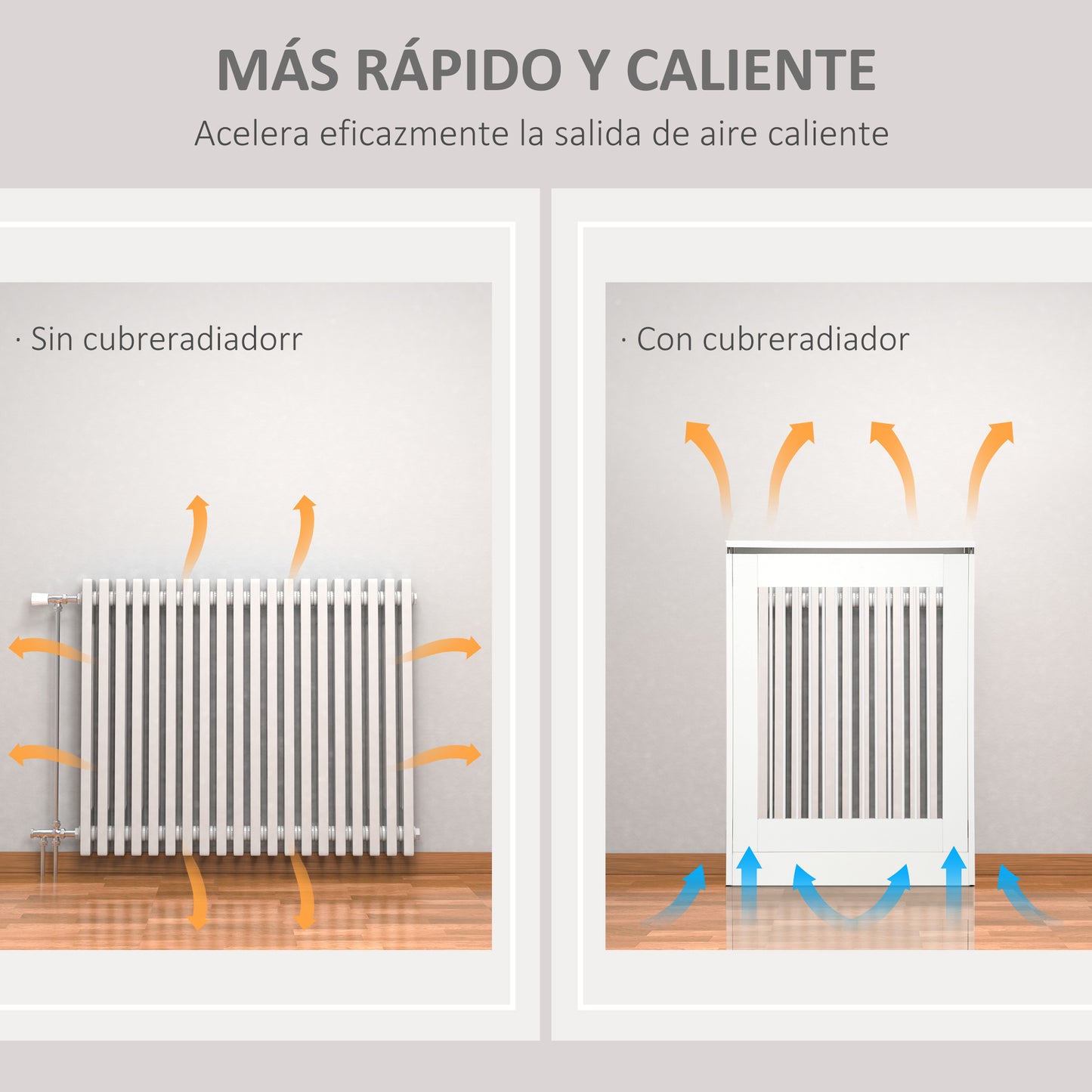 HOMCOM Cubierta de Radiador Cubre Radiador Moderno Pintado de MDF con Estante Superior para Salón Dormitorio Oficina 60x18x84 cm Blanco