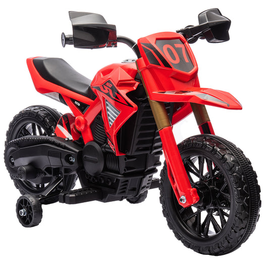 AIYAPLAY Moto Eléctrica para Niños de +3 Años Moto de Batería para Niños 6V con Ruedas de Entrenamiento y Bocina Moto para Niños Carga 30 kg Rojo