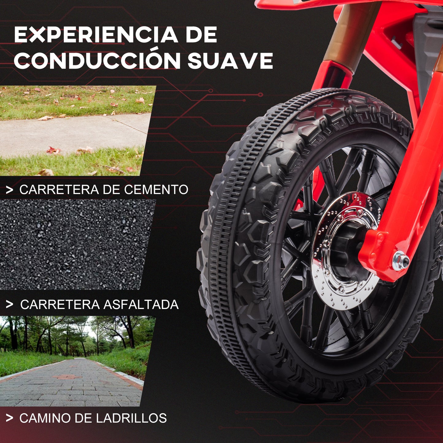 AIYAPLAY Moto Eléctrica para Niños de +3 Años Moto de Batería para Niños 6V con Ruedas de Entrenamiento y Bocina Moto para Niños Carga 30 kg Rojo