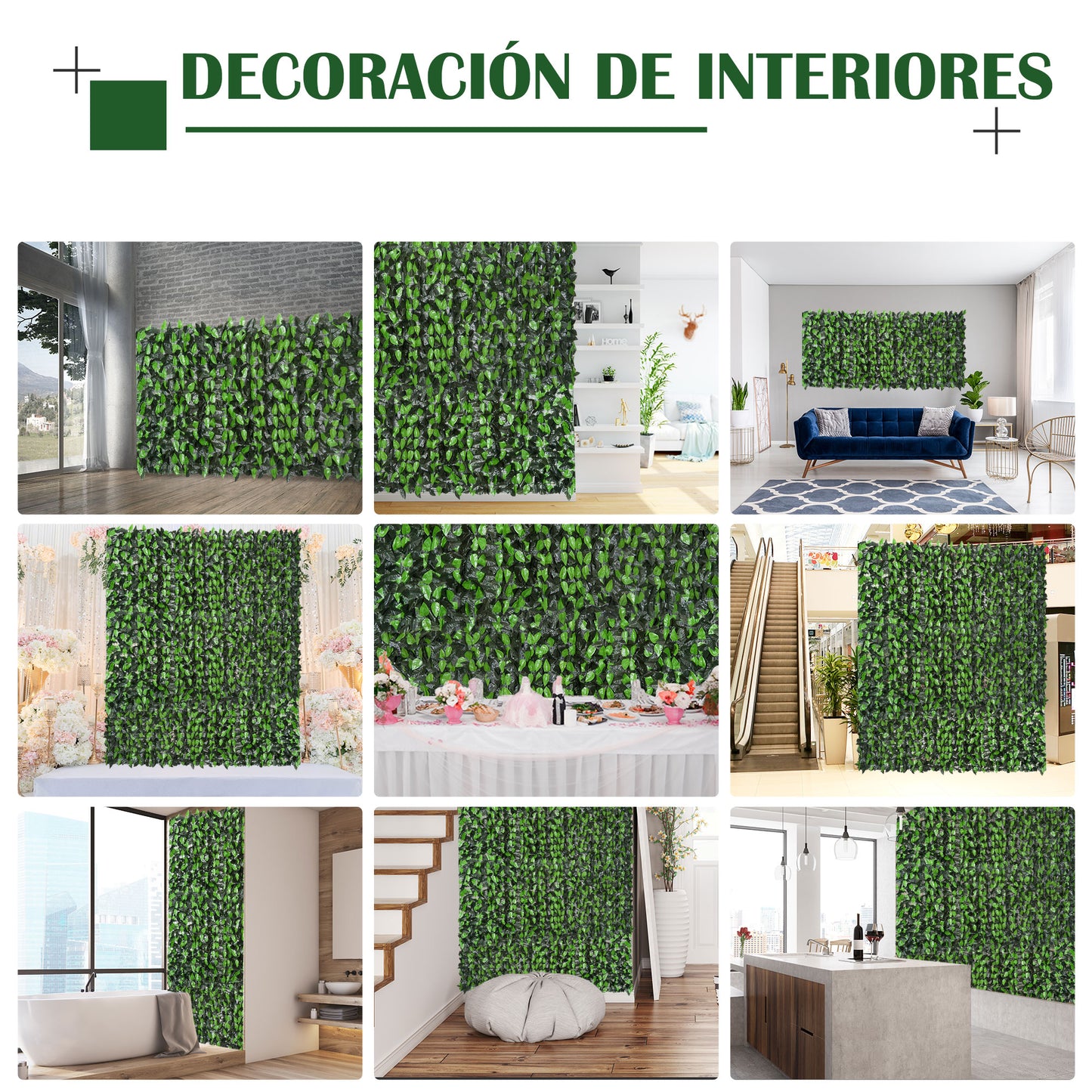 Outsunny Seto Artificial en Rollo 3x1 m Pantalla de Cerca de Privacidad para Balcón Valla Jardín Exterior Planta Decorativa de Pared PE Verde