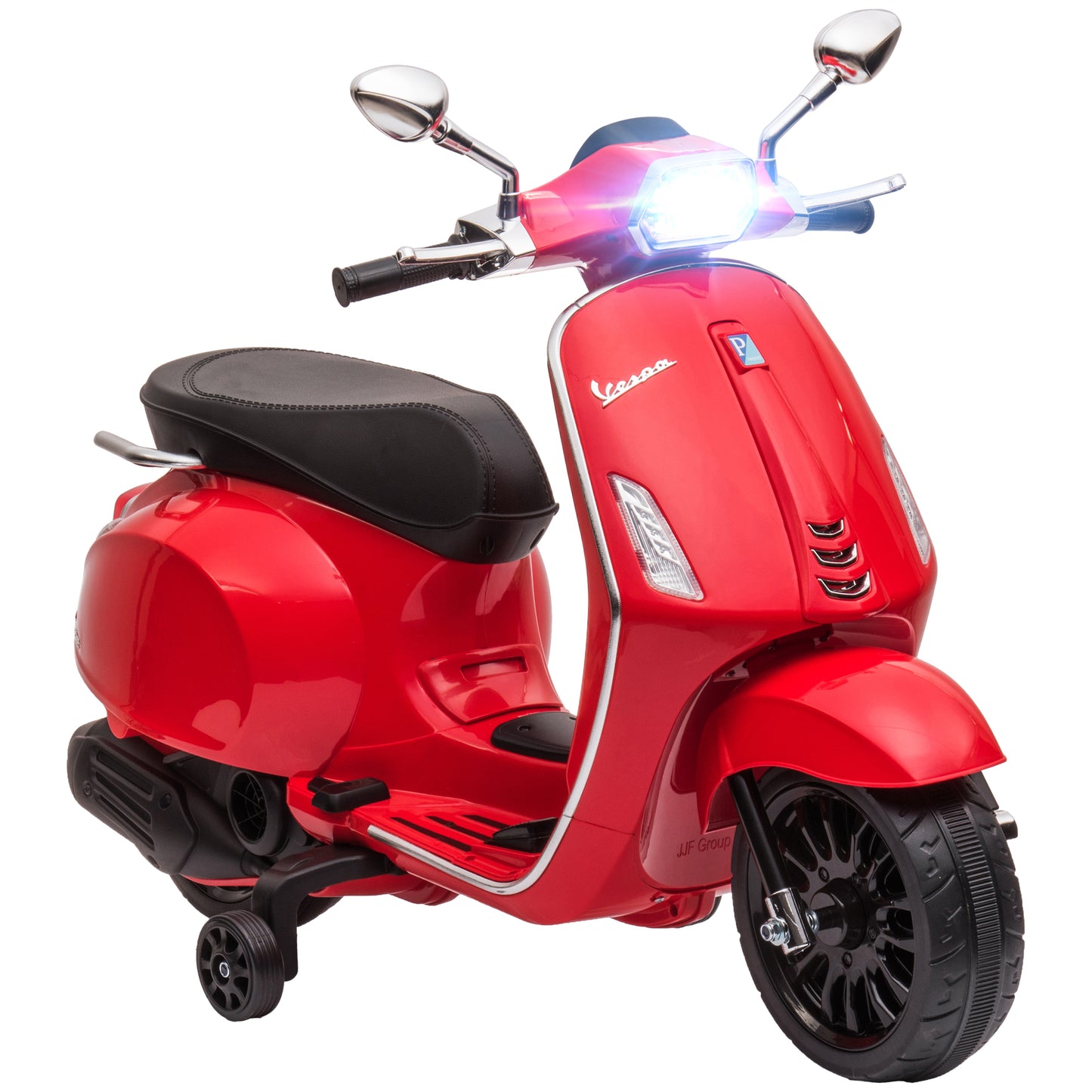 AIYAPLAY Moto Eléctrica para Niños de +3 Años con Licencia Vespa Moto de Batería para Niños 6V con USB MP3 Luz LED Radio FM Moto para Niños con Velocidad 3 km/h Carga 35 kg Rojo