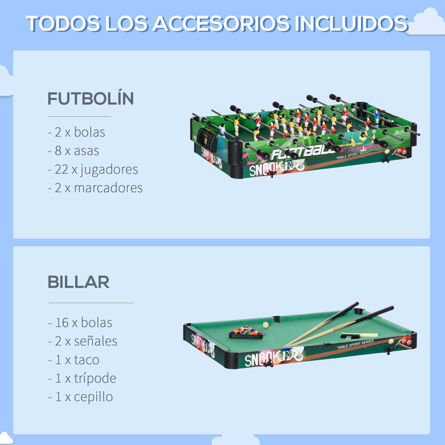 HOMCOM 6 en 1 Mesa Multijuegos Plegable para Niños de 7+ Años Mesa de Juegos Billar Futbolín Ping Pong Aro de Lanzamiento Hockey sobre Hielo Aire Hockey 118x104x71 cm Multicolor