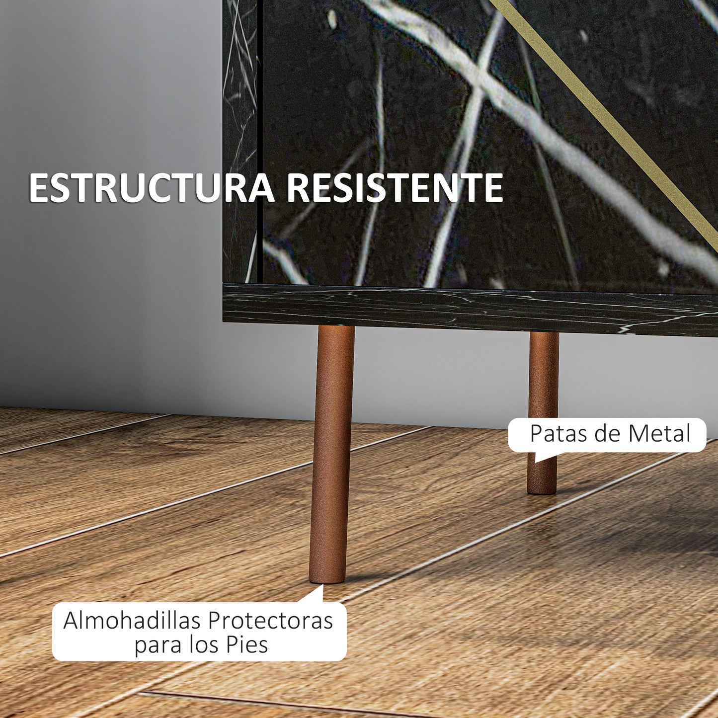 HOMCOM Mesita de Noche Moderna Mesilla de Noche con Efecto Mármol Compartimiento Abierto y Cajón Mesa de Noche para Dormitorio 39x30x50 cm Negro