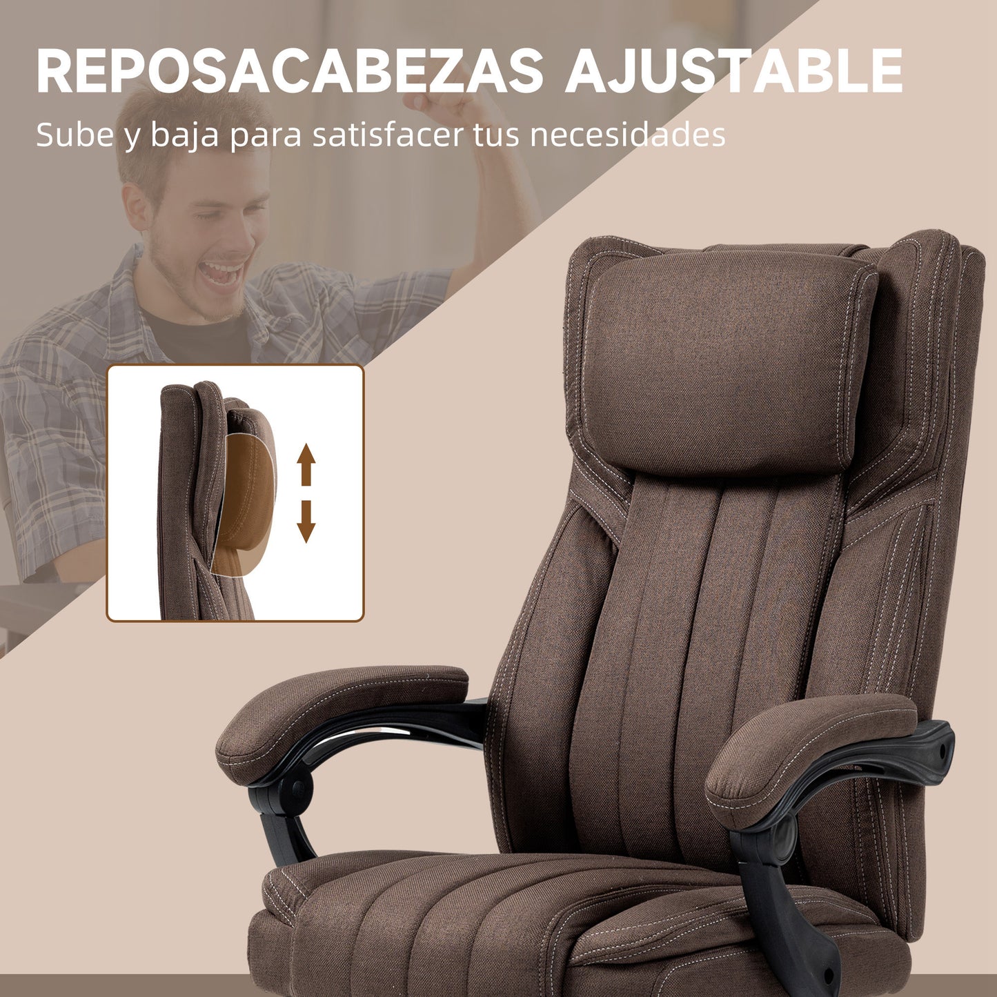 Vinsetto Silla de Masaje con 6 Puntos de Masaje Silla de Oficina Giratoria Silla de Escritorio Reclinable con Altura Ajustable Control Remoto Reposapiés y Reposacabezas Marrón Oscuro