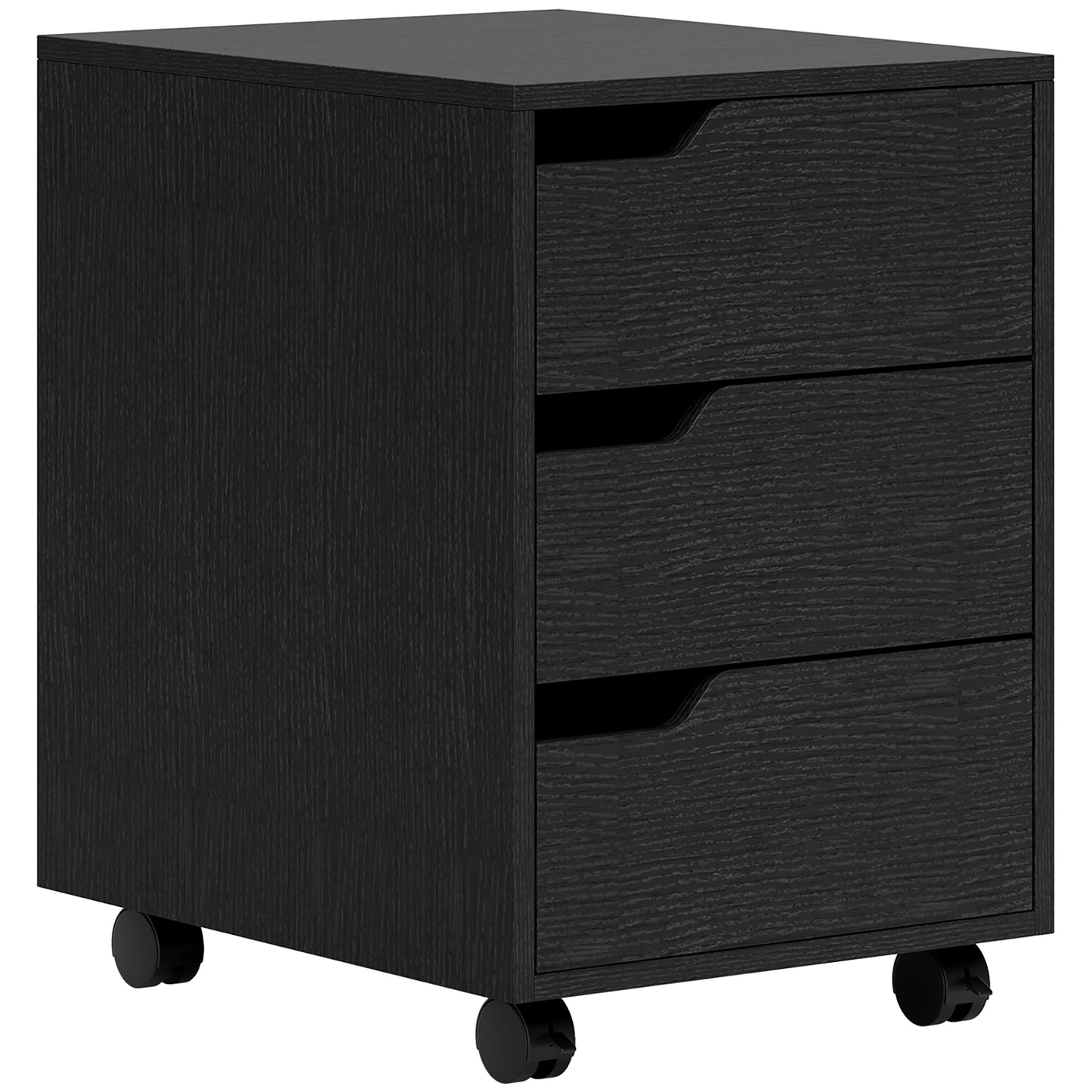 HOMCOM Cajonera de Oficina con Ruedas Mueble Archivador con 3 Cajones Cajonera para Escritorio Estudio 40x50x57,5 cm Negro