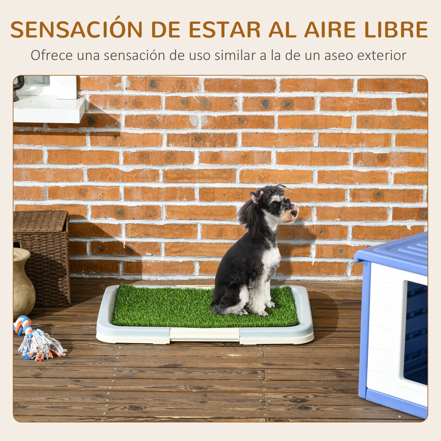 PawHut Inodoro para Perros Arenero para Perros con Césped Artificial Rejilla y Bandeja Desmontable para Entrenamiento de Cachorros en Exterior e Interior 63x48,5x6 cm Multicolor