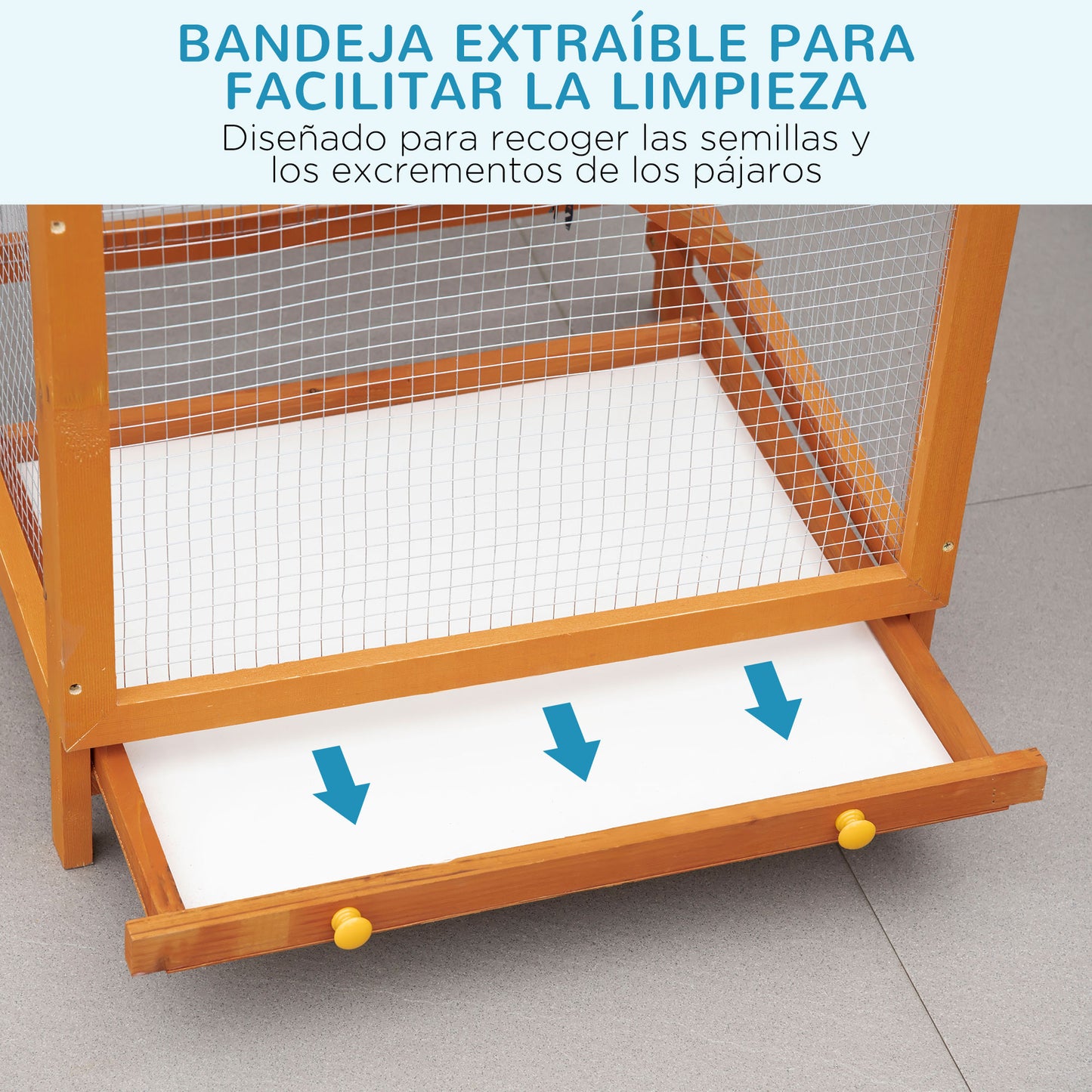 PawHut Jaula para Pájaros Grande 68x63x165 cm Pajarera de Madera de Abeto con 2 Puertas Bandeja Extraíble y Techo Asfáltico Madera