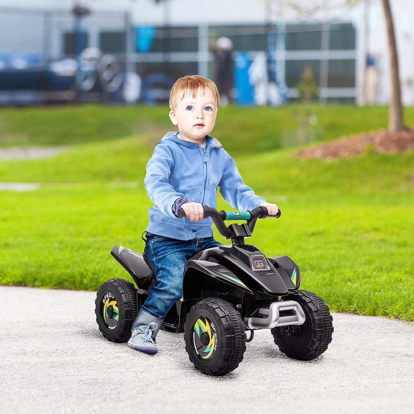 HOMCOM Quad Eléctrico para Niños de 18-36 Meses Vehículo Eléctrico Cuatrimoto a Batería 6V con Avance y Retroceso Carga Máx. 20 kg 72x40x45,5 cm Negro