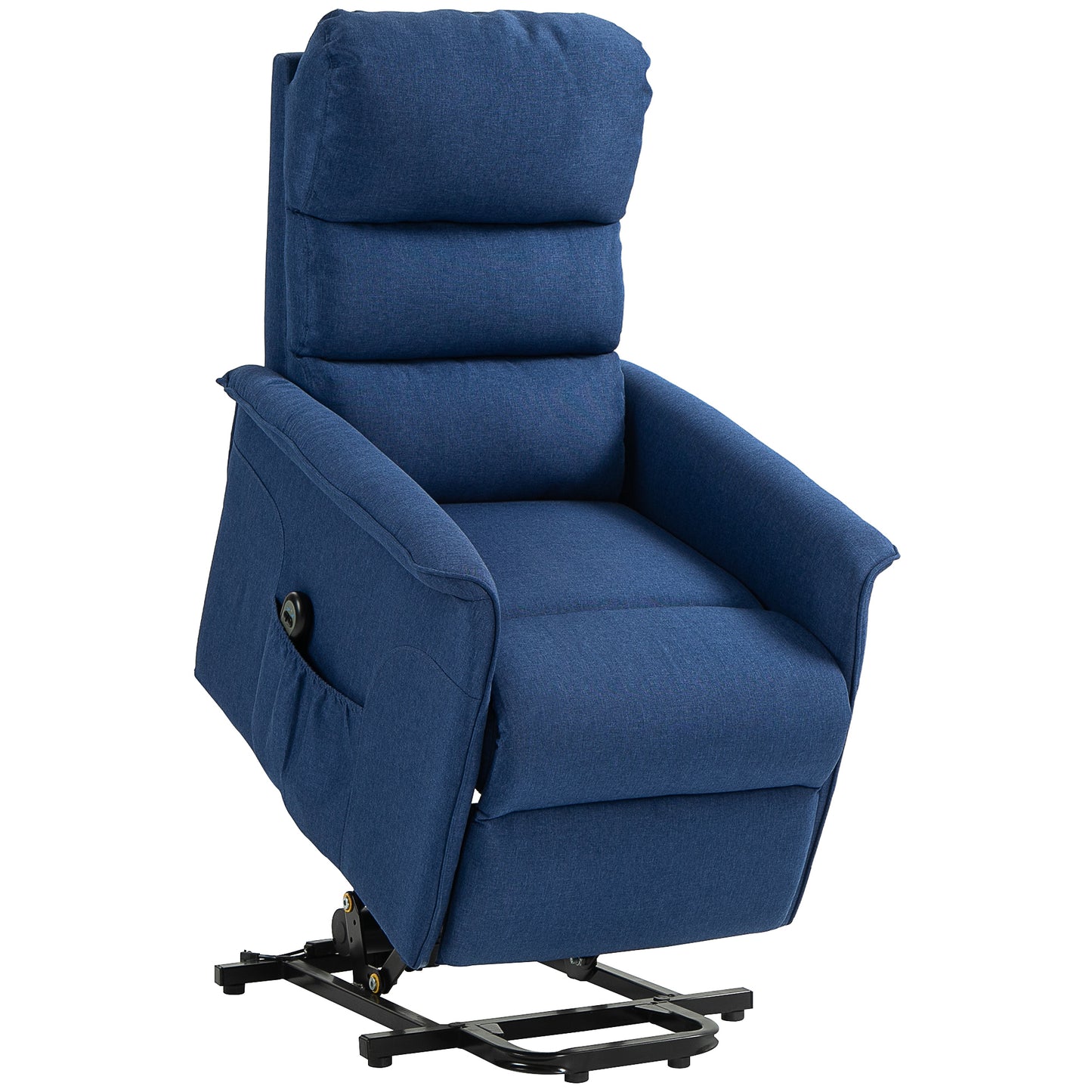 HOMCOM Sillón Relax Reclinable Eléctrico Sillón Levanta Personas con Mando a Distancia y Bolsillo Lateral Sillón Elevador para Salón Dormitorio Azul Oscuro