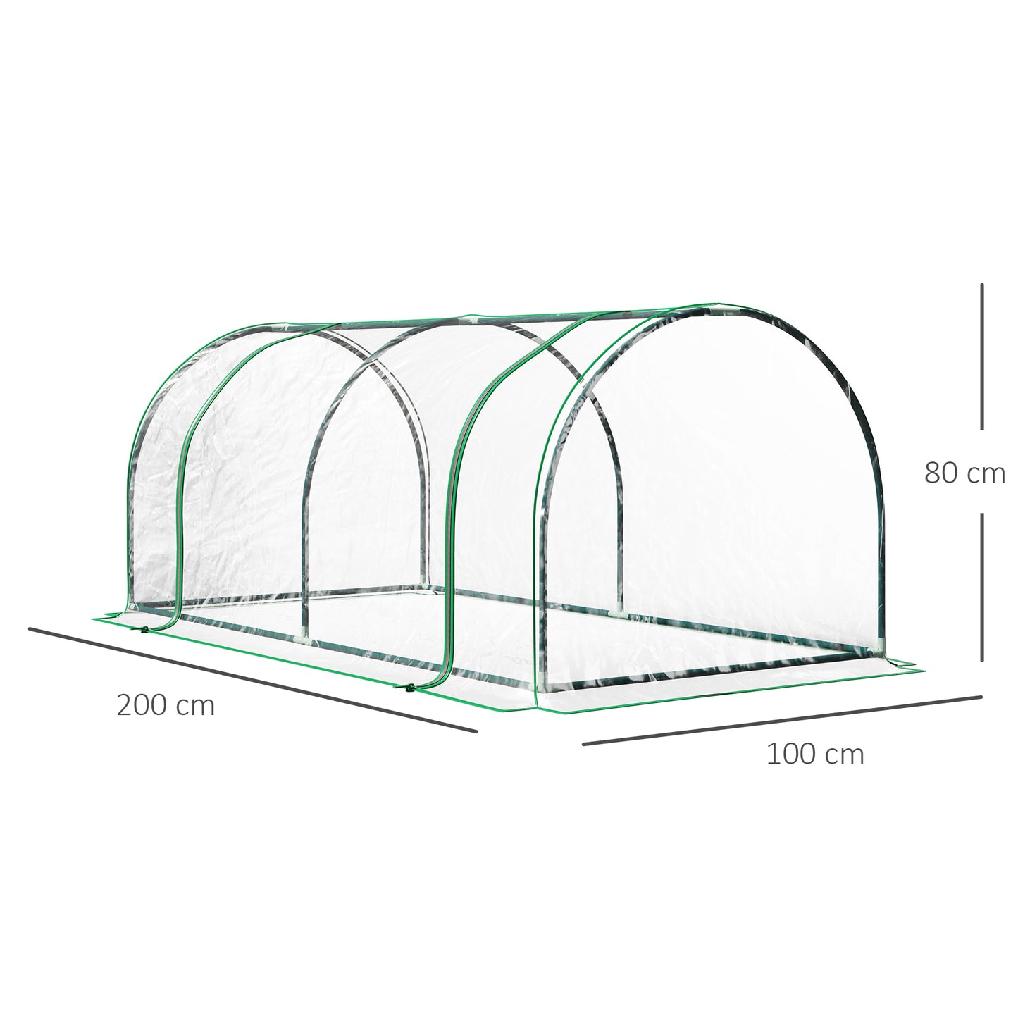 Outsunny Invernadero de Exterior 200x100x80 cm Invernadero de Jardín Tipo Túnel con Marco de Acero y Cubierta de PVC Invernadero Pequeño para Cultivo de Plantas Tomates Transparente