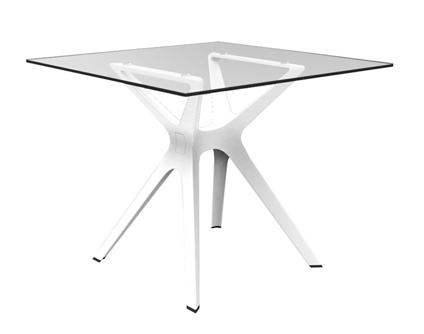Resol vela s mesa cuadrada interior, exterior 90x90 pie blanco - tablero cristal