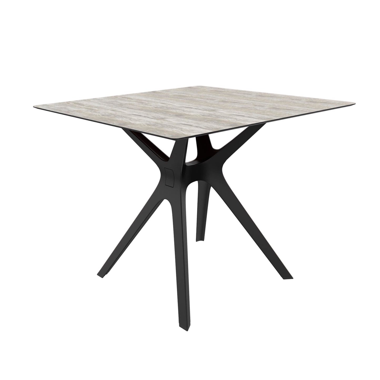 Resol vela s mesa cuadrada interior, exterior 90x90 pie negro - tablero madera lavada