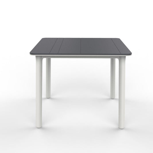 Resol noa mesa cuadrada interior, exterior 90x90 pie blanco - tablero gris oscuro