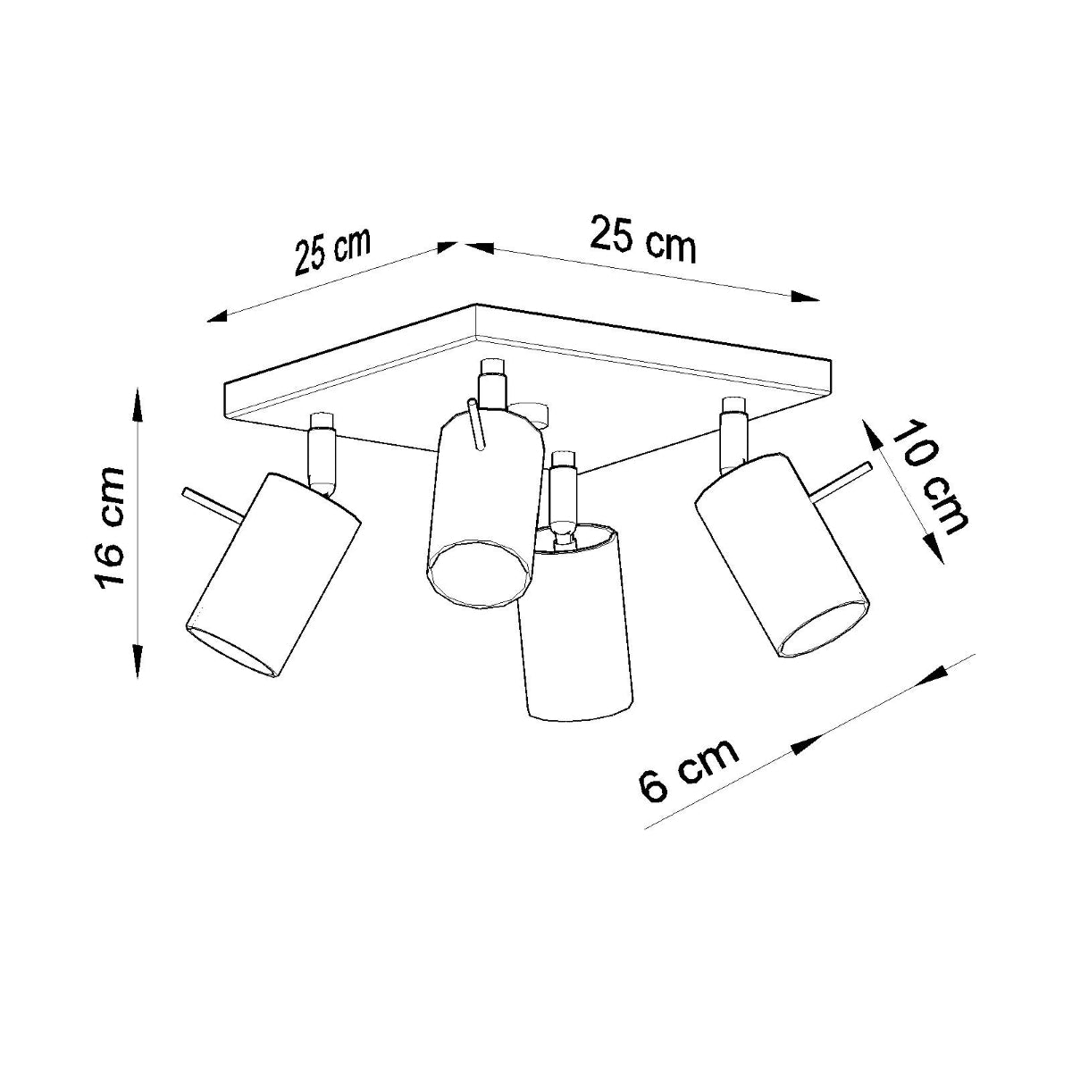 Lámpara de techo RING 4 gris - Sollux