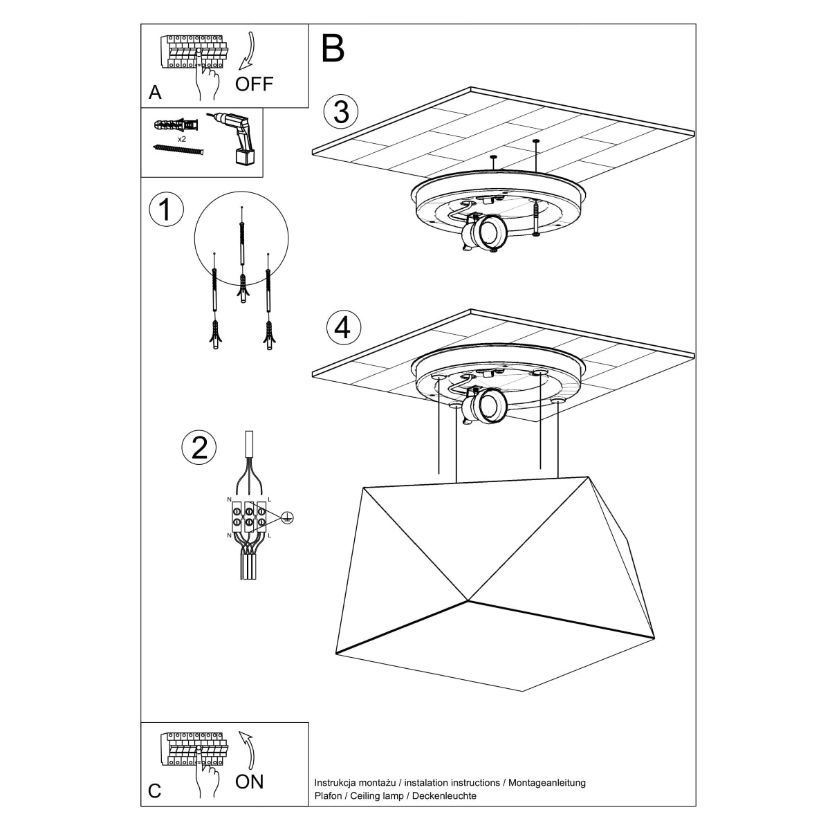 Lámpara de techo HEXA 25 blanca - Sollux