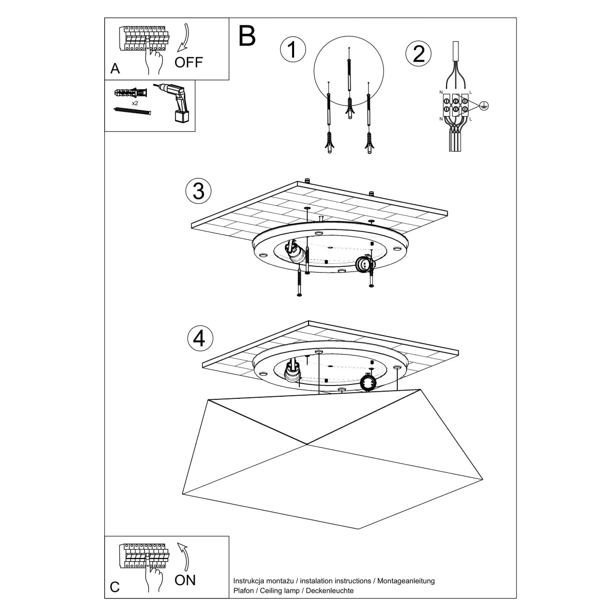 Lámpara de techo HEXA 35 blanca - Sollux