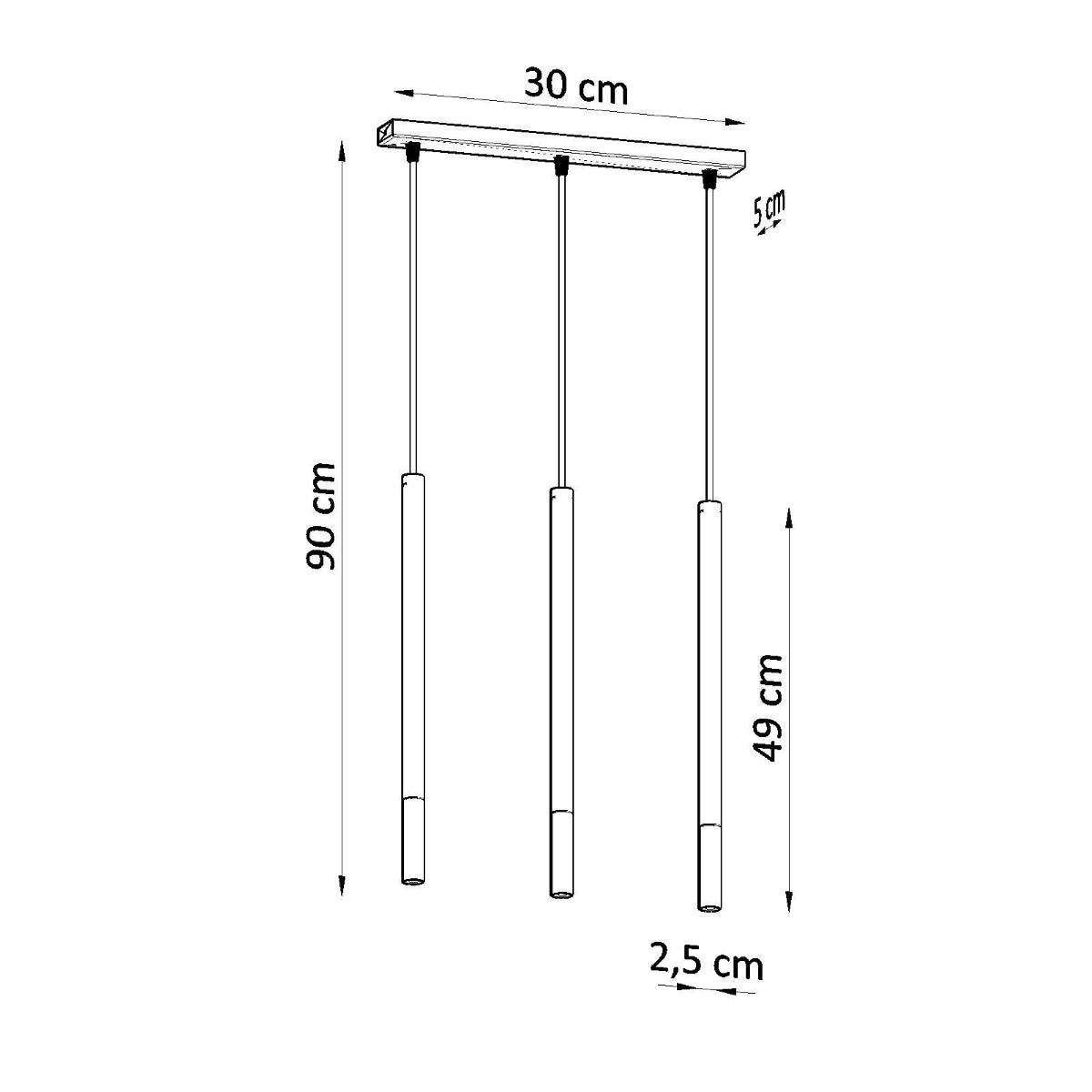 Lámpara colgante MOZAICA 3L negro/cromo - Sollux