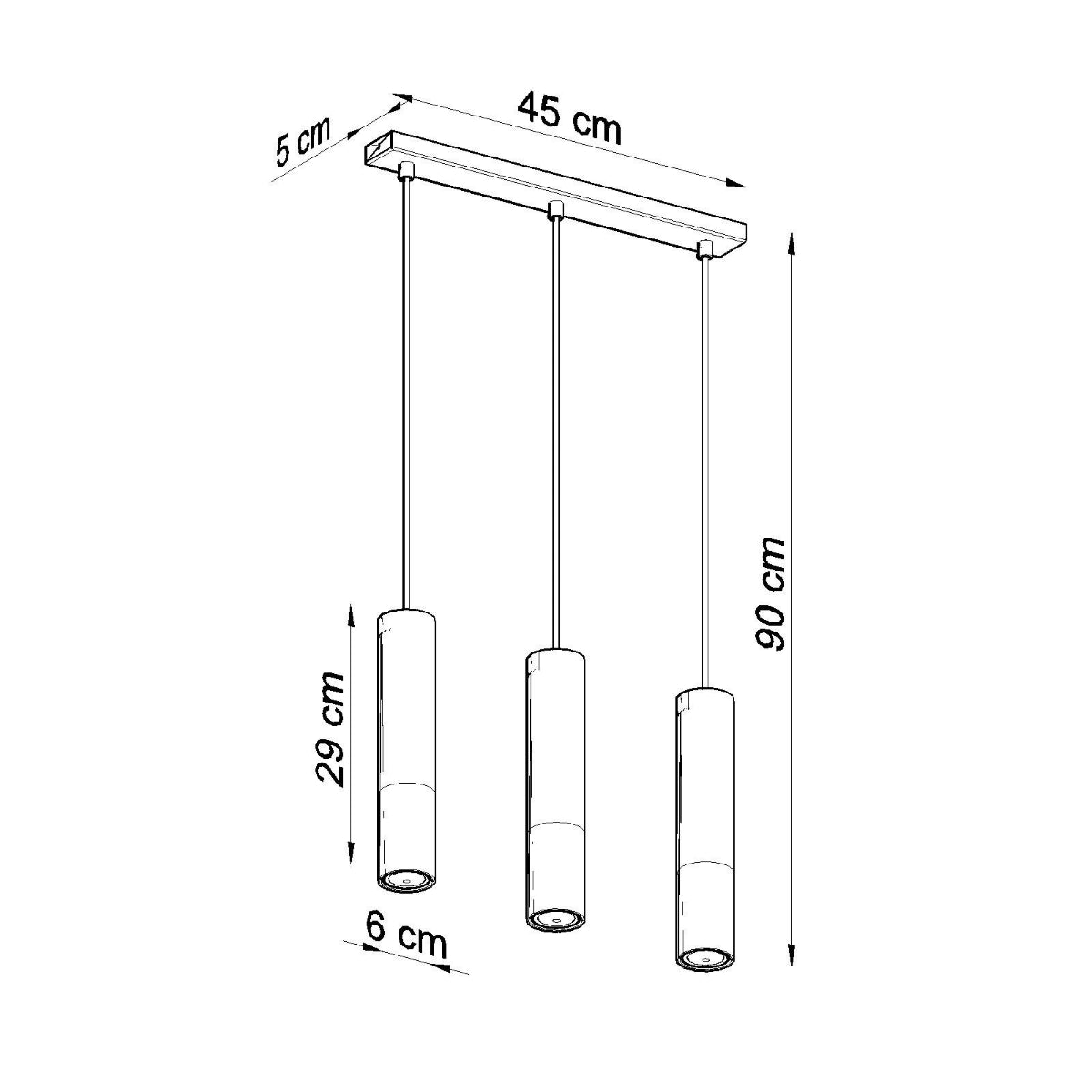 Lámpara colgante LOOPEZ 3L negro/cromo - Sollux