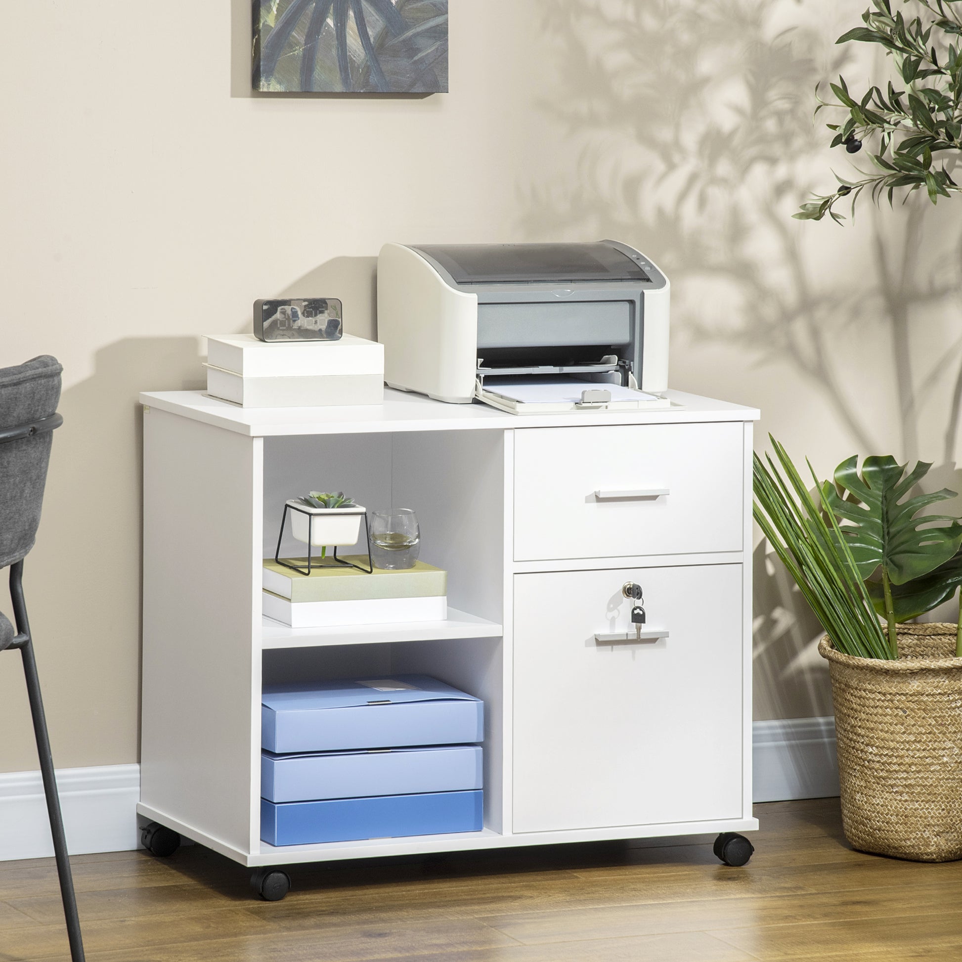 Vinsetto Armario para Impresora Mueble Auxiliar de Oficina con Ruedas –  Bechester