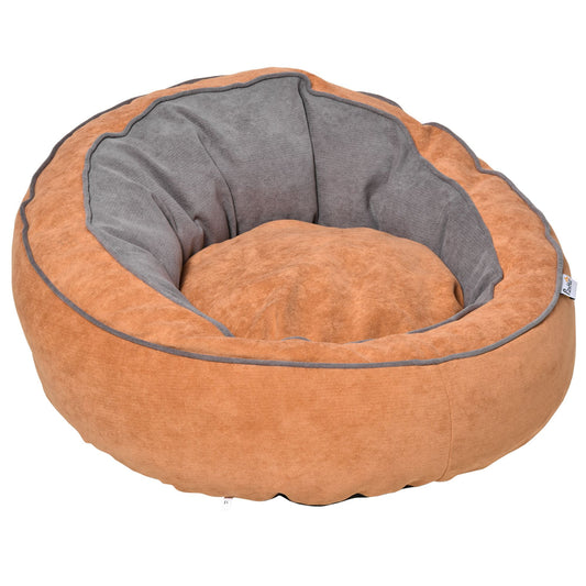 PawHut Cama para Perros y Gatos Pequeños Cojín Suave para Mascotas Pequeños Redondo 59x59x30 cm Naranja y Gris