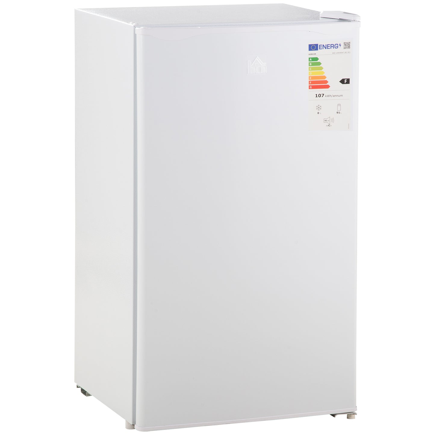 HOMCOM Mini Refrigerador 91L de Capacidad Nevera Eléctrica Pequeña Silencioso 41dB Frigorifico con Estante Ajustable Compartimento Congelador y Puerta Reversible 47,5x44,2x84 cm Blanco