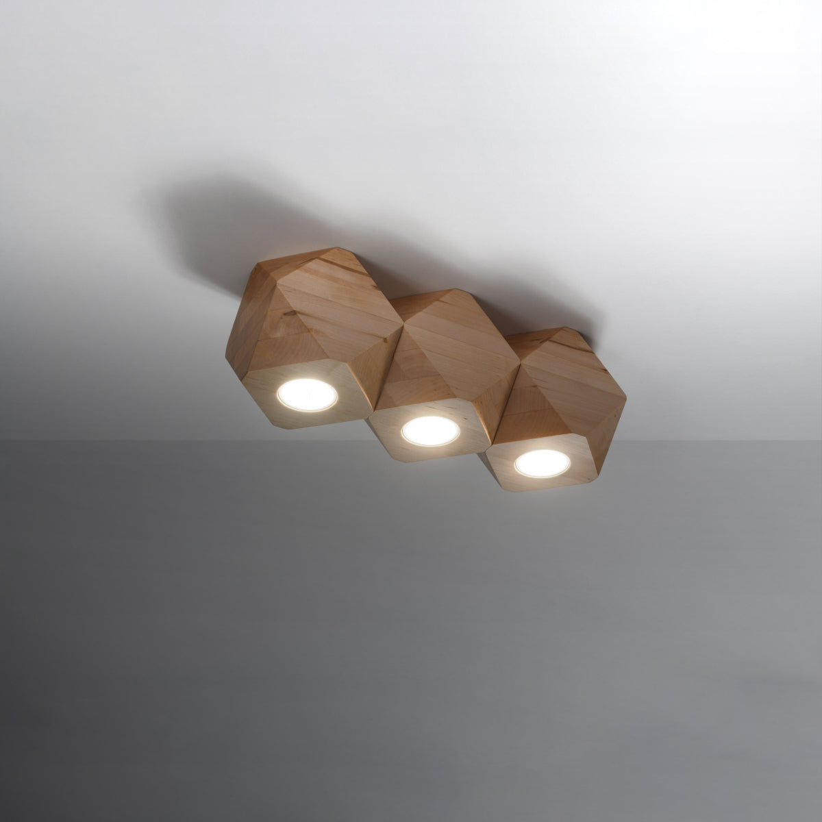 Lámpara de techo WOODY 3 madera natural - Sollux