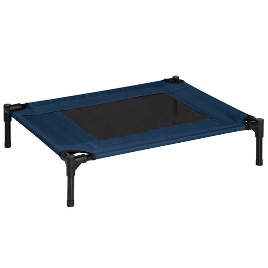 PawHut Cama Elevada para Perros Gatos Portátil Cama para Mascotas con Zona de Malla Transpirable y Tela Oxford para Interior Exterior 76x61x18 cm Azul