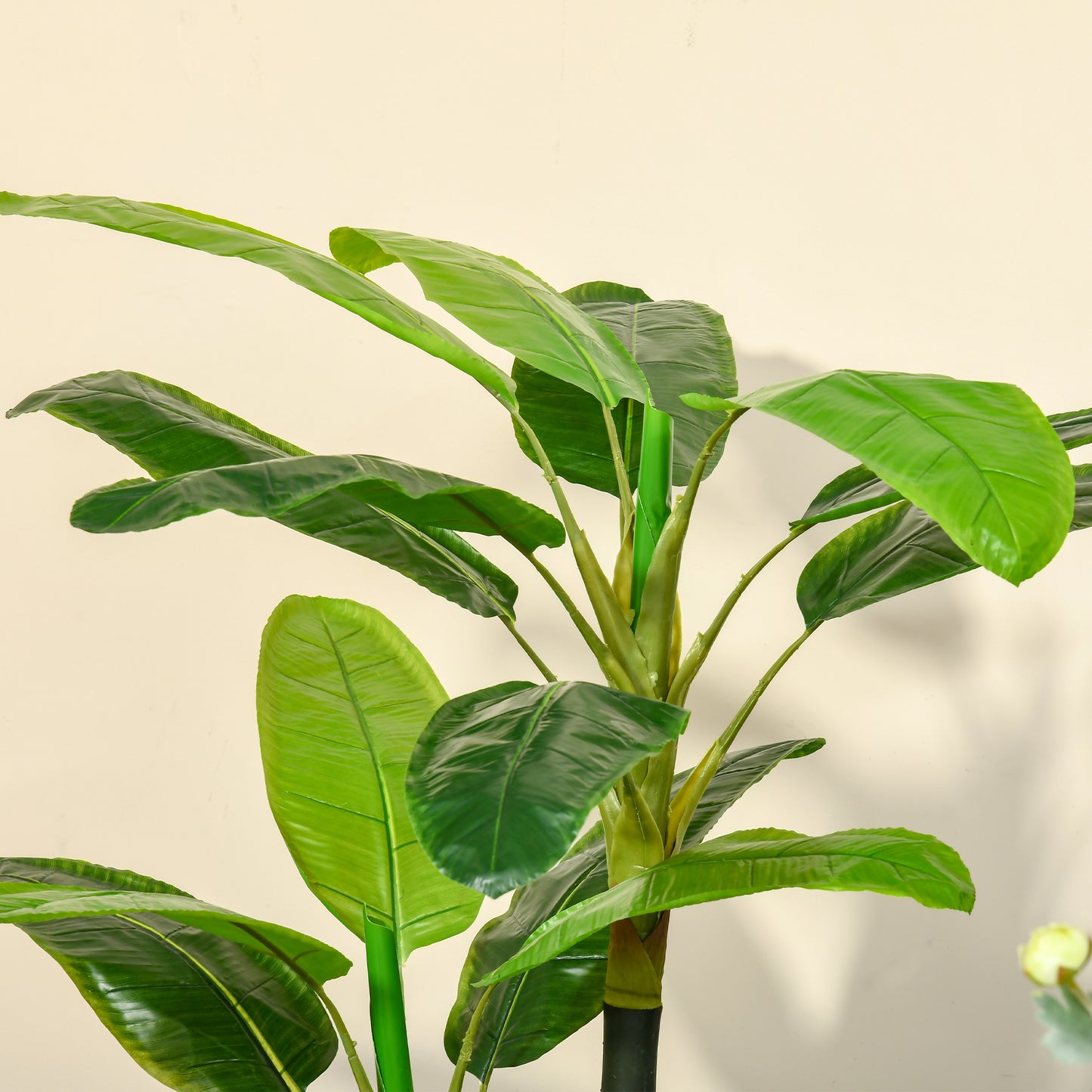 HOMCOM Bananera Artificial 150 cm Platanera Artificial con Maceta y 18 Hojas Planta Artificial para Decoración de Hogar Terraza Jardín Salón Oficina Verde
