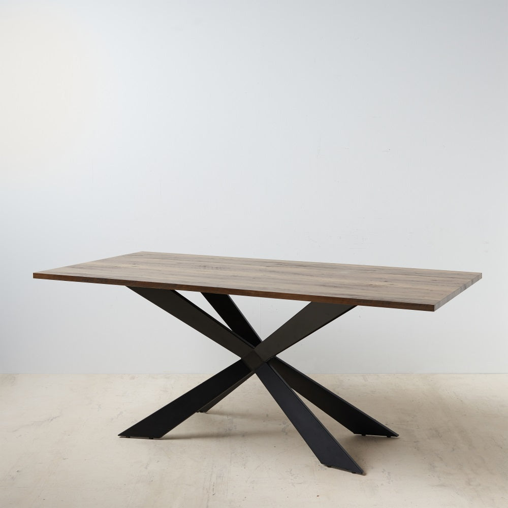 Mesa Comedor Negro-marrón Metal / Mdf 180 X 93 X 75 Cm - IXIA