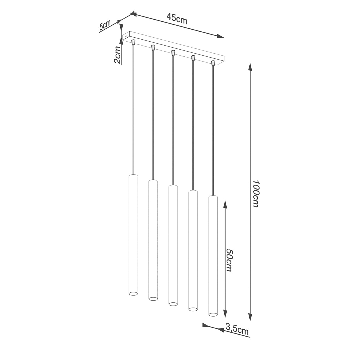 Lámpara colgante PASTELO 5L madera - Sollux