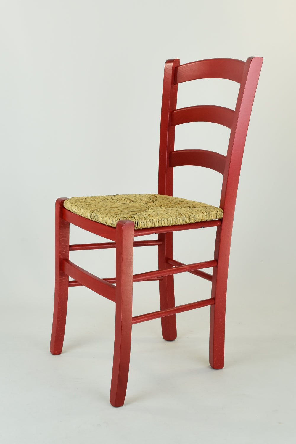 Tommychairs - Set 4 sillas Venezia para Cocina y Comedor, Estructura en Madera de Haya Color anilina roja y Asiento en Paja