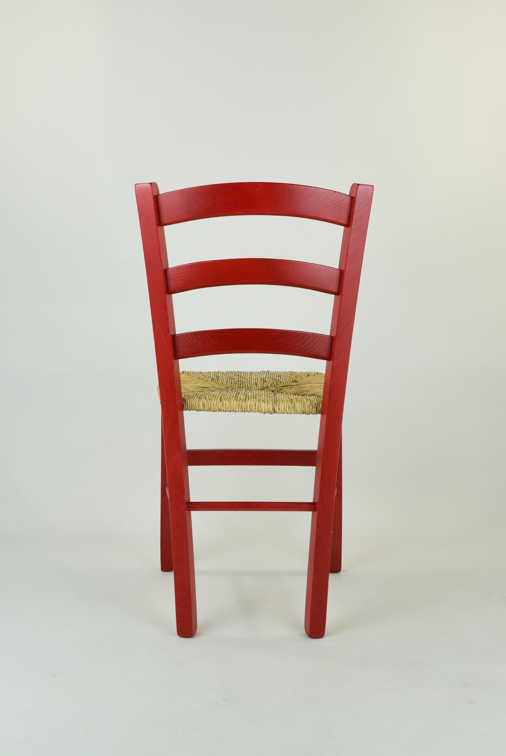 Tommychairs - Set 4 sillas Venezia para Cocina y Comedor, Estructura en Madera de Haya Color anilina roja y Asiento en Paja