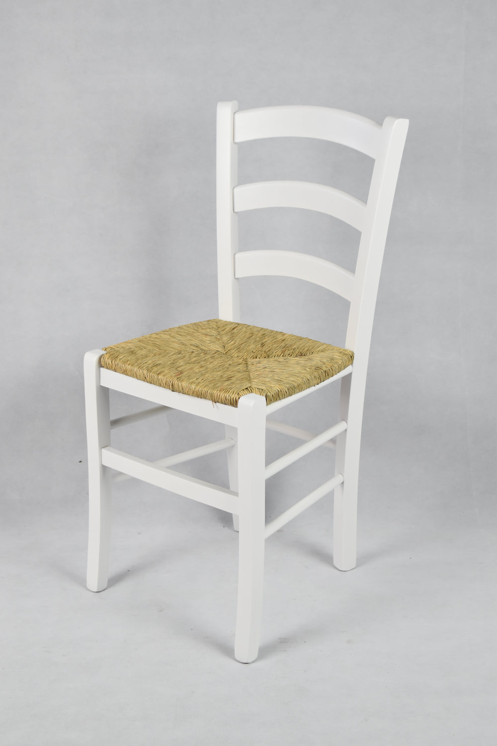 Tommychairs - Set 2 sillas de Cocina y Comedor  Venezia, Estructura en Madera de Haya barnizada Color Blanco y Asiento en Paja
