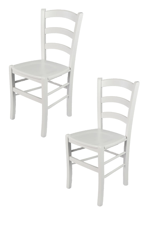 Tommychairs - Set 2 sillas de Cocina y Comedor  Venezia, Estructura en Madera de Haya barnizada Color Blanco y Asiento en Madera